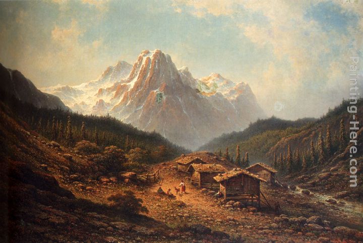 A Summer Day In The Alps painting - Johannes Hilverdink A Summer Day In The Alps art painting